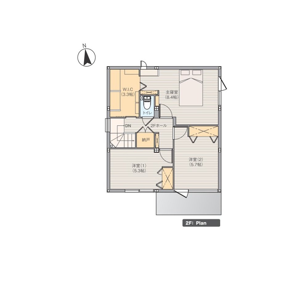 2階※プラン図は図面を基に描いておりますので実際と多少異なる場合があります。家具、小物は価格に含まれます。